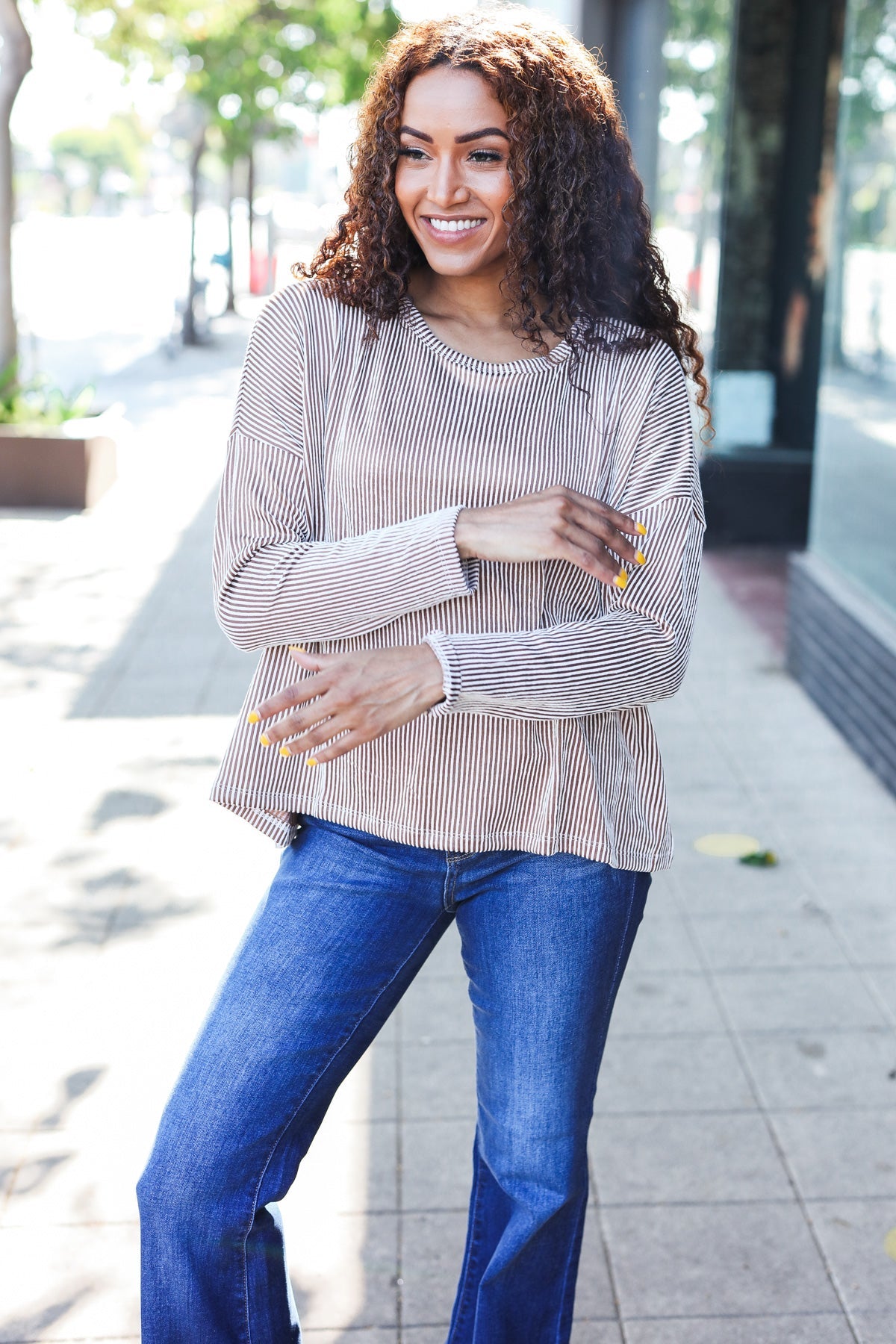 Hello Beautiful Camel Rib Dolman Sweater Top