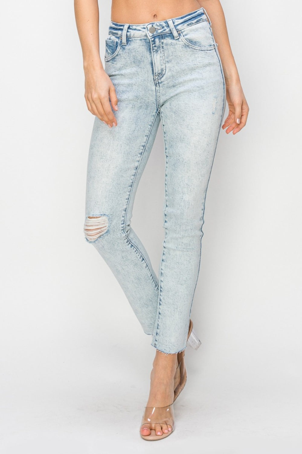 Risen Full Size High Rise Distressed Skinny Jeans