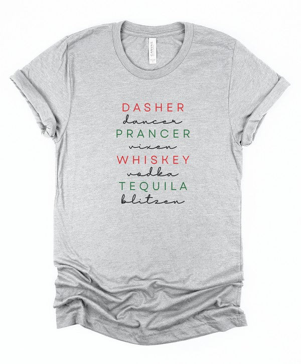 Dasher Dancer Prancer Vixen Whiskey Boutique Tee