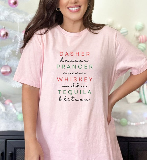 Dasher Dancer Prancer Vixen Whiskey Boutique Tee