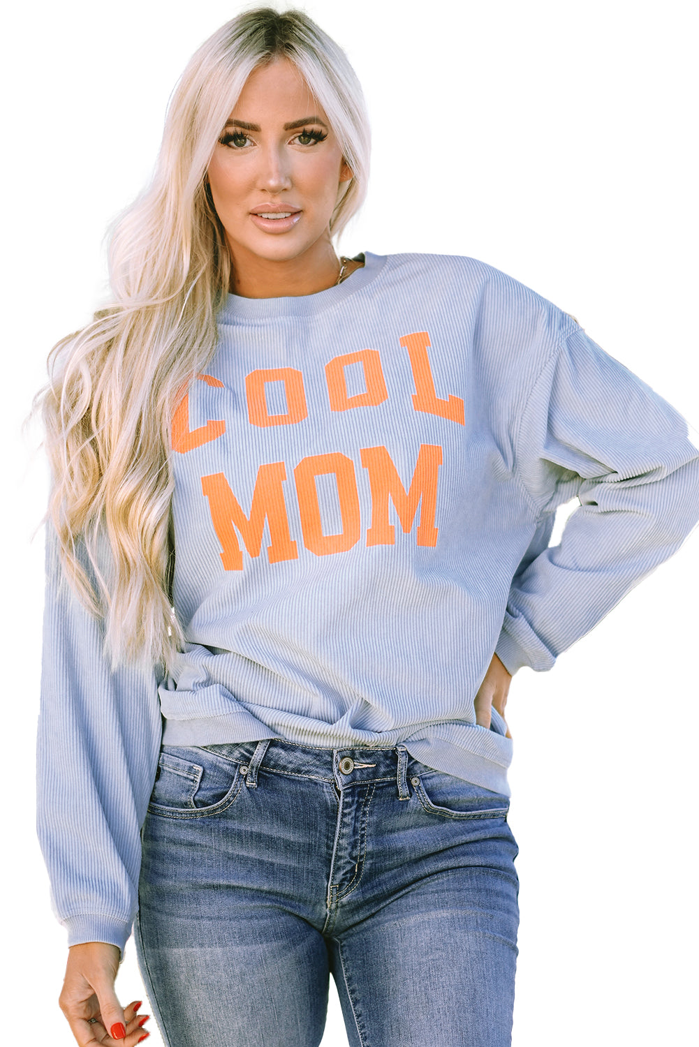 Gray Cool Mom Graphic Print Cording Sweatshirt