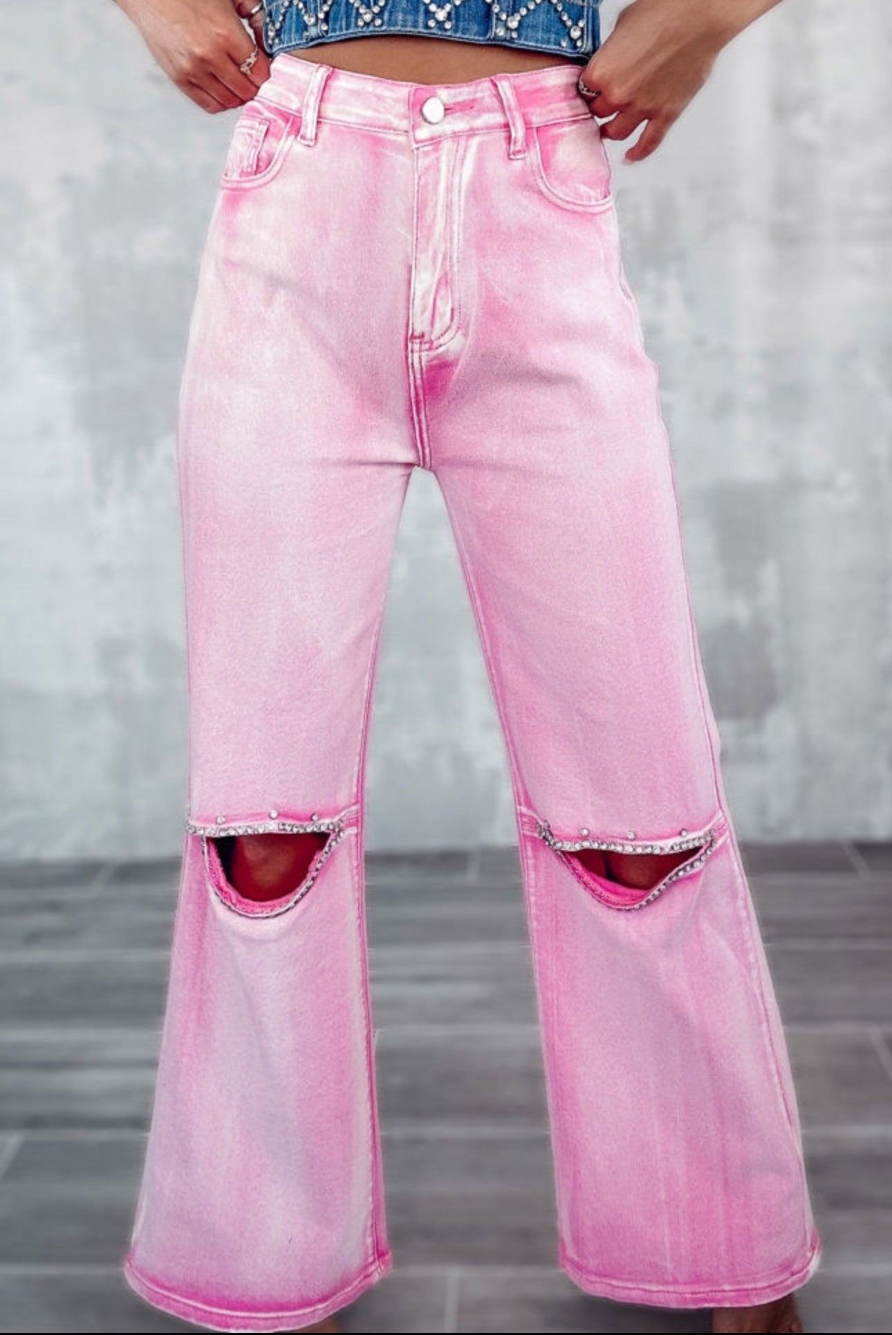 Pink Rhinestone Jeans